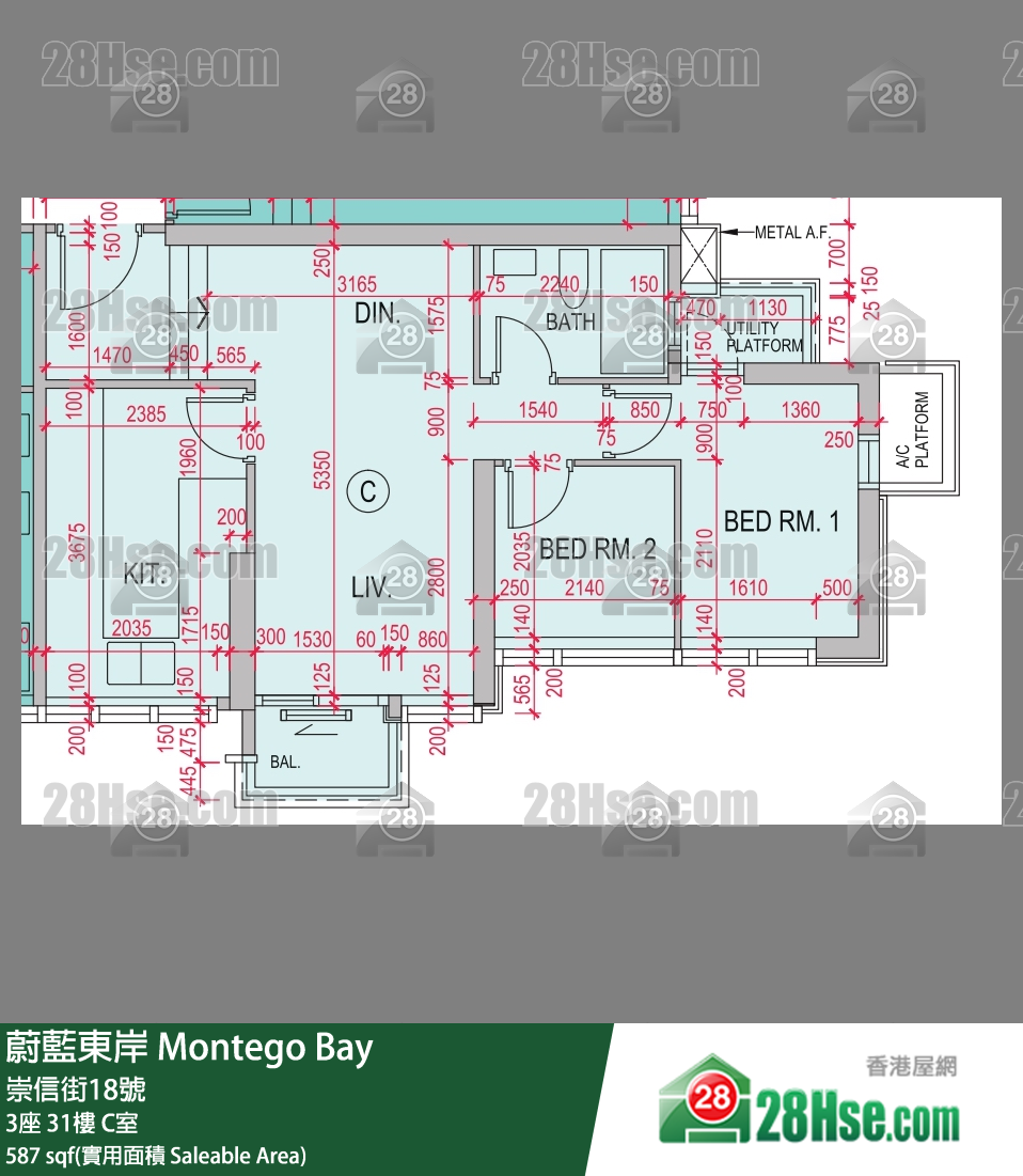 蔚蓝东岸 3座 31楼 C室 平面图