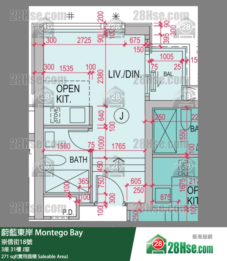 Montego Bay, Flat J, 31/F, Tower 3 FloorPlan
