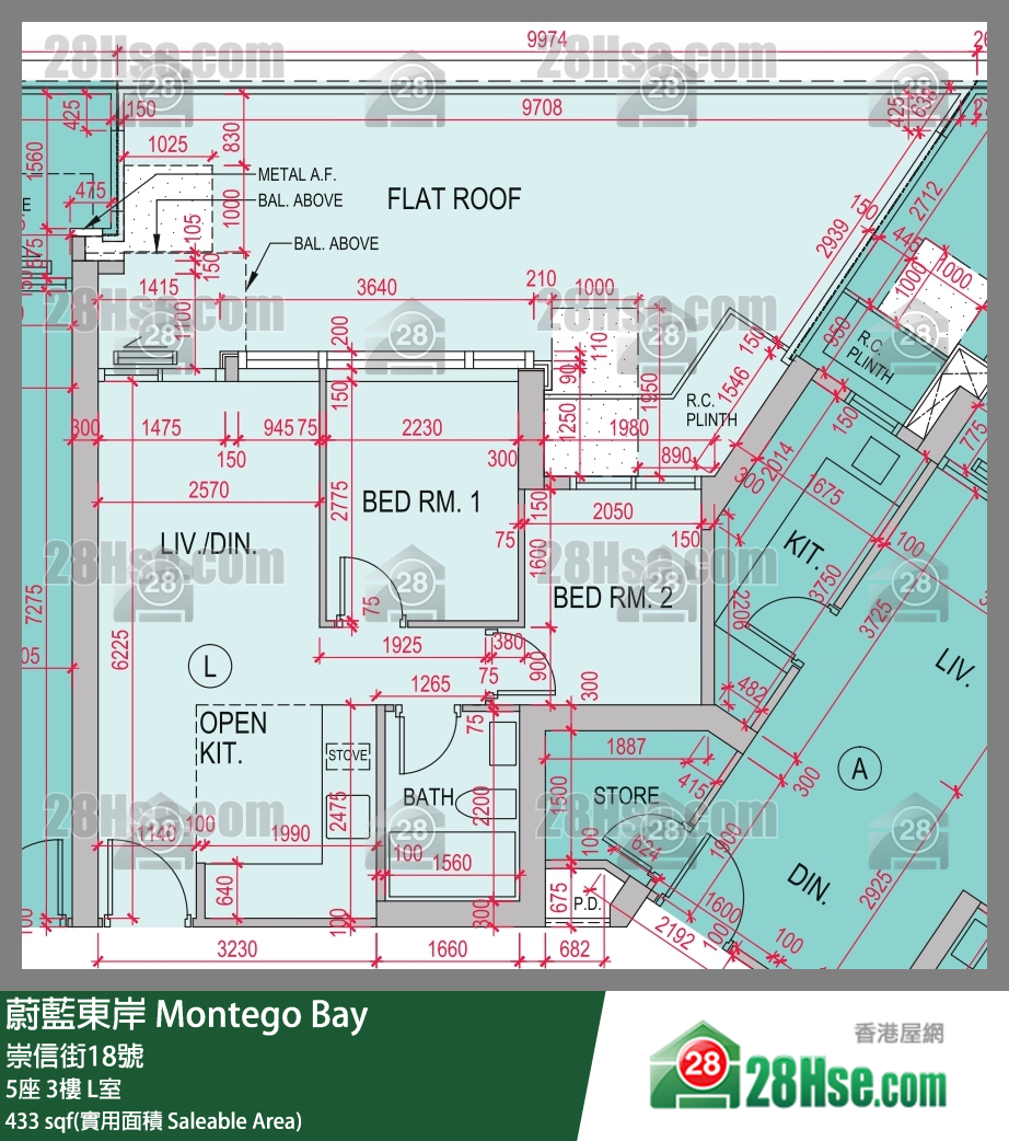 蔚藍東岸 5座 3樓 L室 平面圖