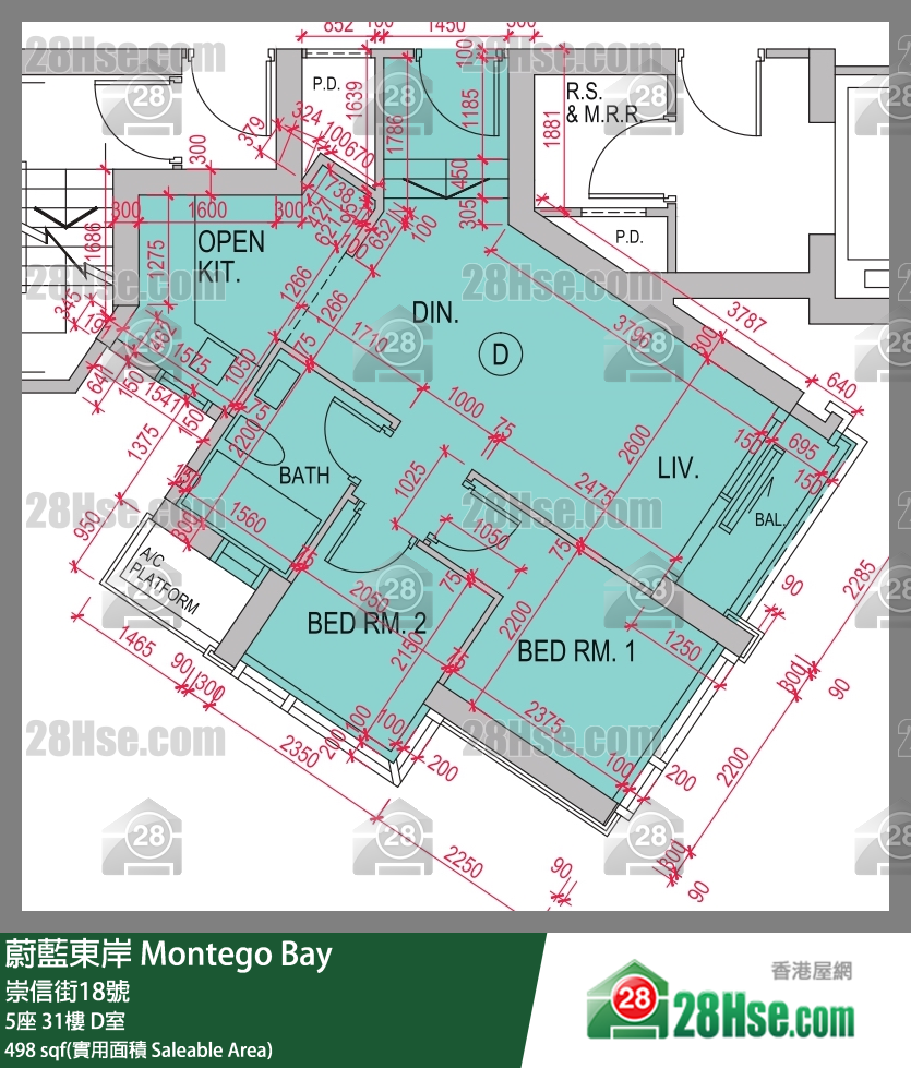 蔚藍東岸 5座31樓 D室 平面圖