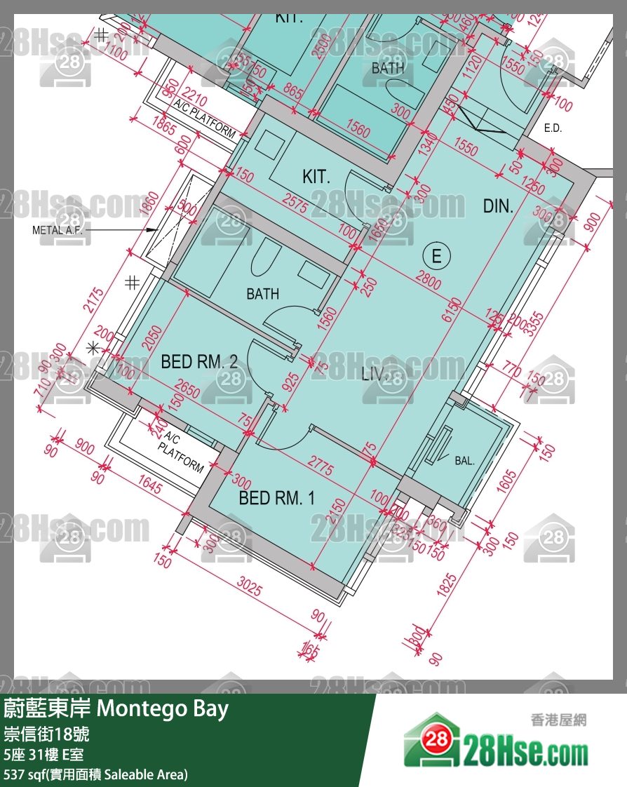 蔚藍東岸 5座31樓 E室 平面圖