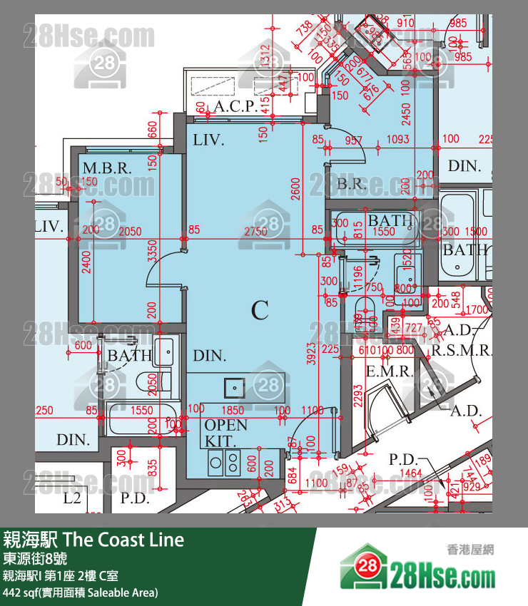 The Coast Line,  Flat C, 2/f, Tower 1, Phase I Of The Coast Line FloorPlan