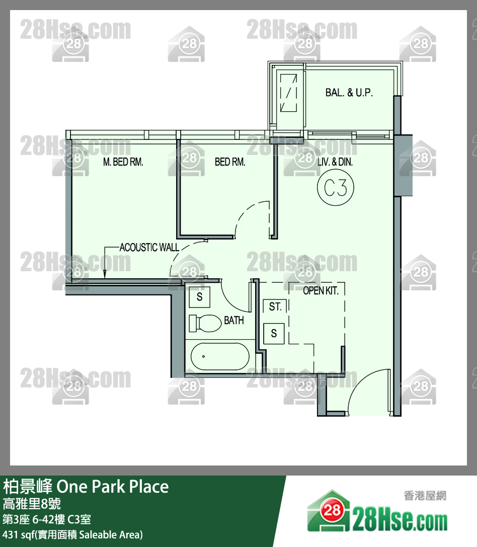 One Park Place,  Flat C3, 30/f, Tower 3 FloorPlan