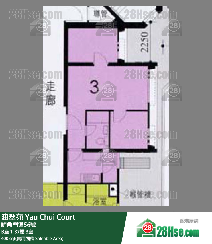 油翠苑 B座4樓 3室 平面圖