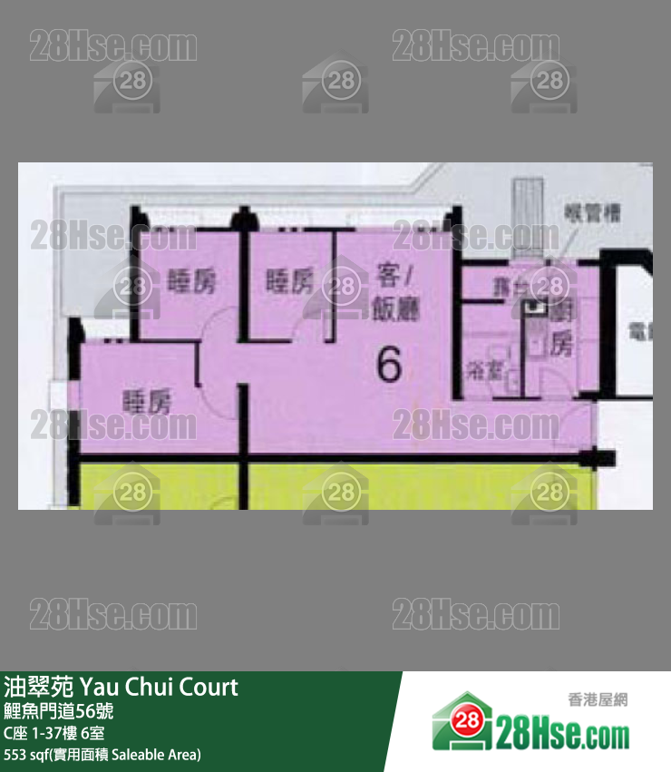 油翠苑 C座1樓 6室 平面圖