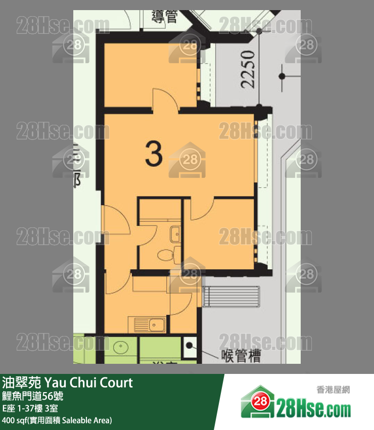 油翠苑 E座22樓 3室 平面圖