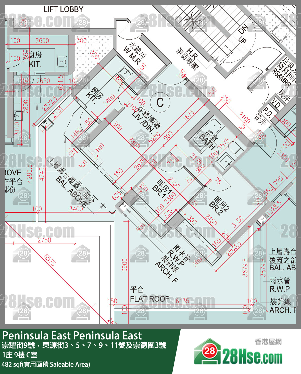 Peninsula East 1座 9楼 C室 平面图