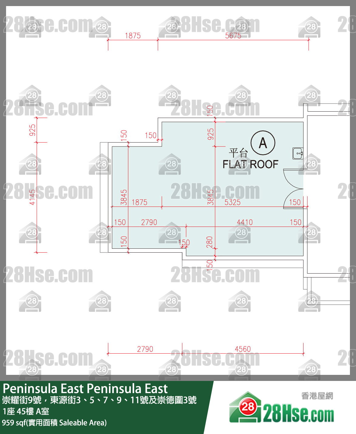 Peninsula East 1座45楼 A室 平面图
