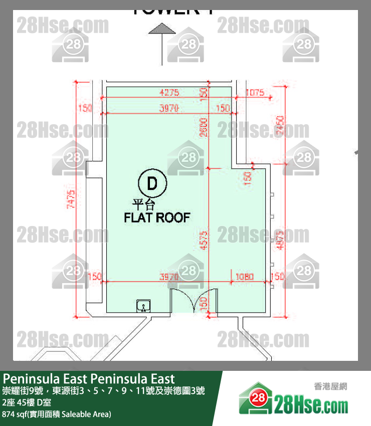 Peninsula East 2座45楼 D室 平面图