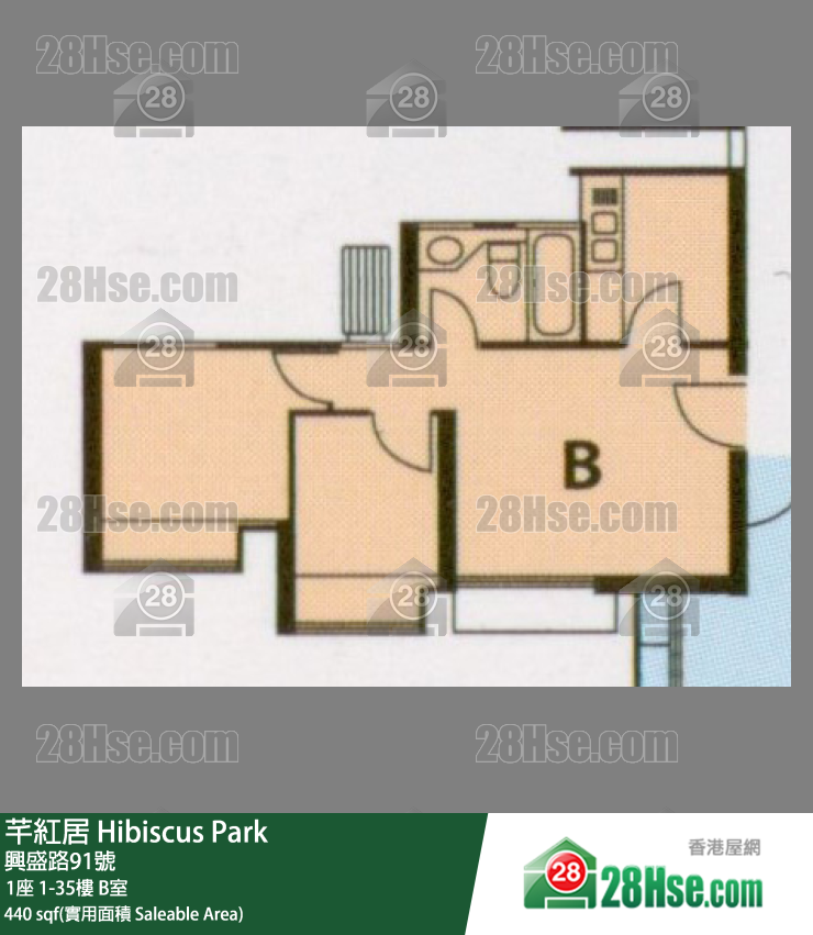 芊紅居 1座17樓 B室 平面圖