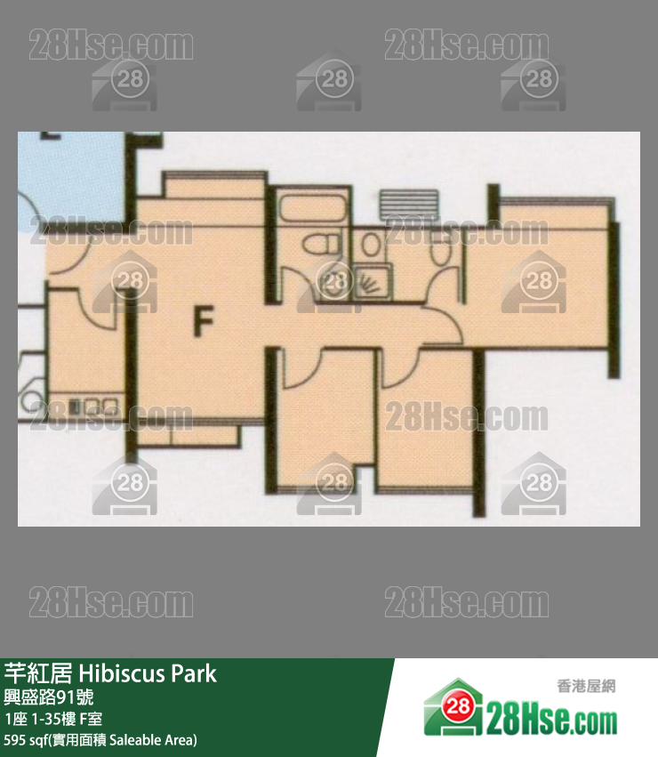芊紅居 1座35樓 F室 平面圖