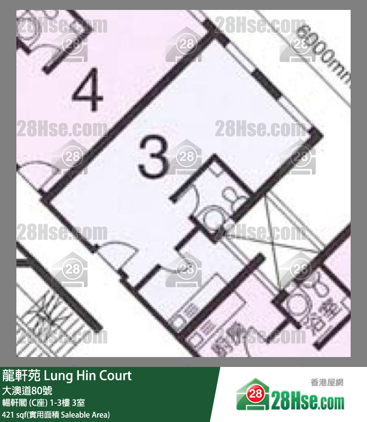 龍軒苑 暢軒閣 (C座)1樓 3室 平面圖