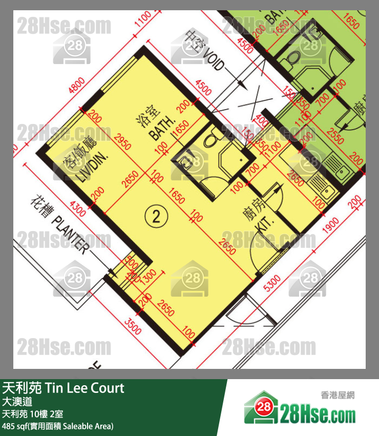 天利苑 天利苑10樓 2室 平面圖