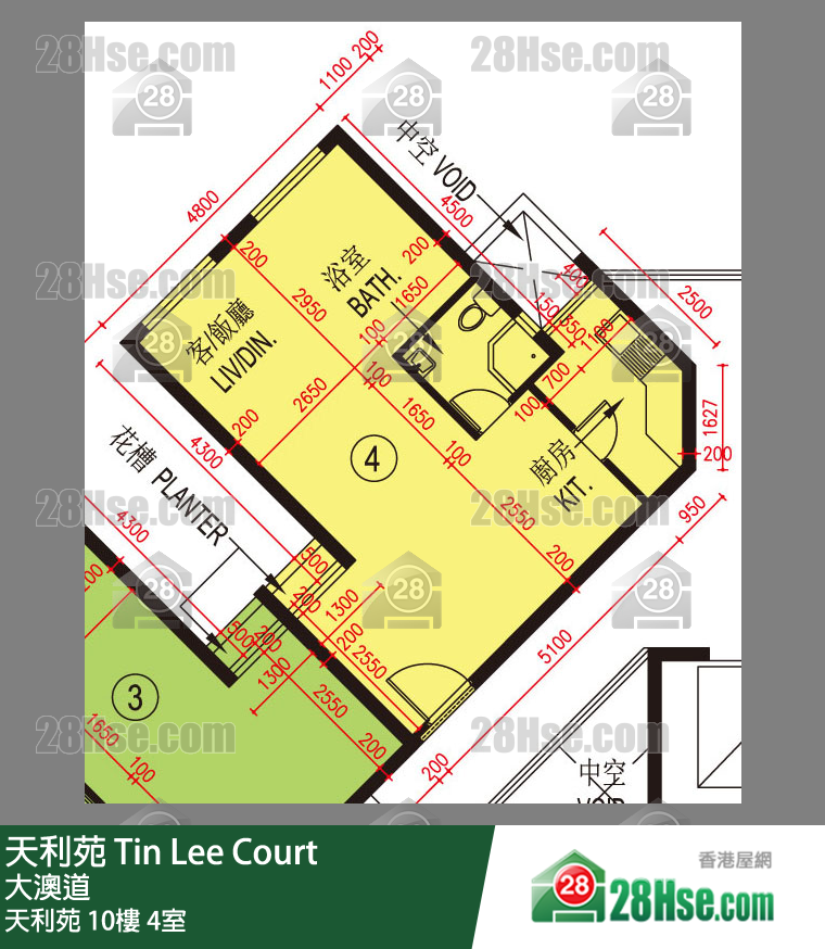 天利苑 天利苑10樓 4室 平面圖