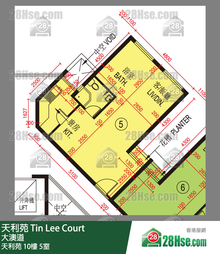 天利苑 天利苑10樓 5室 平面圖