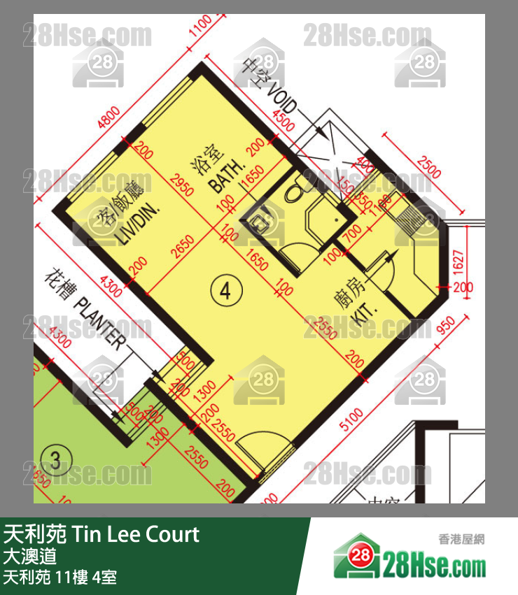 天利苑 天利苑11樓 4室 平面圖