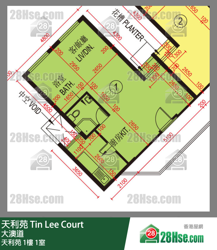 天利苑 天利苑1樓 1室 平面圖