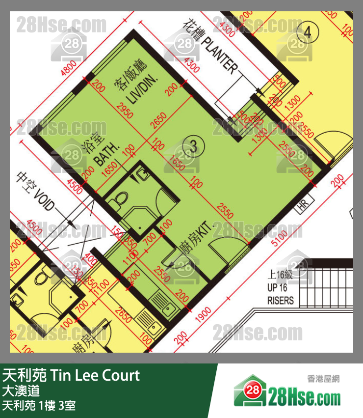 天利苑 天利苑1樓 3室 平面圖