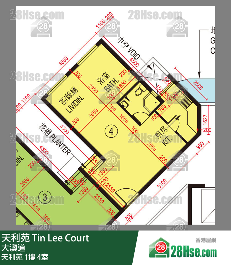 天利苑 天利苑1樓 4室 平面圖