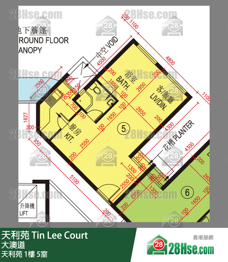 天利苑 天利苑1樓 5室 平面圖