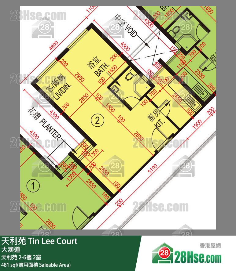 天利苑 天利苑6樓 2室 平面圖