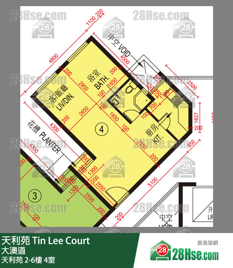 天利苑 天利苑6樓 4室 平面圖