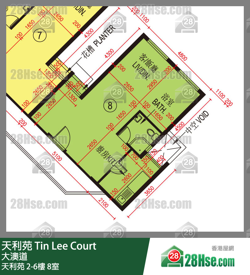 天利苑 天利苑6樓 8室 平面圖