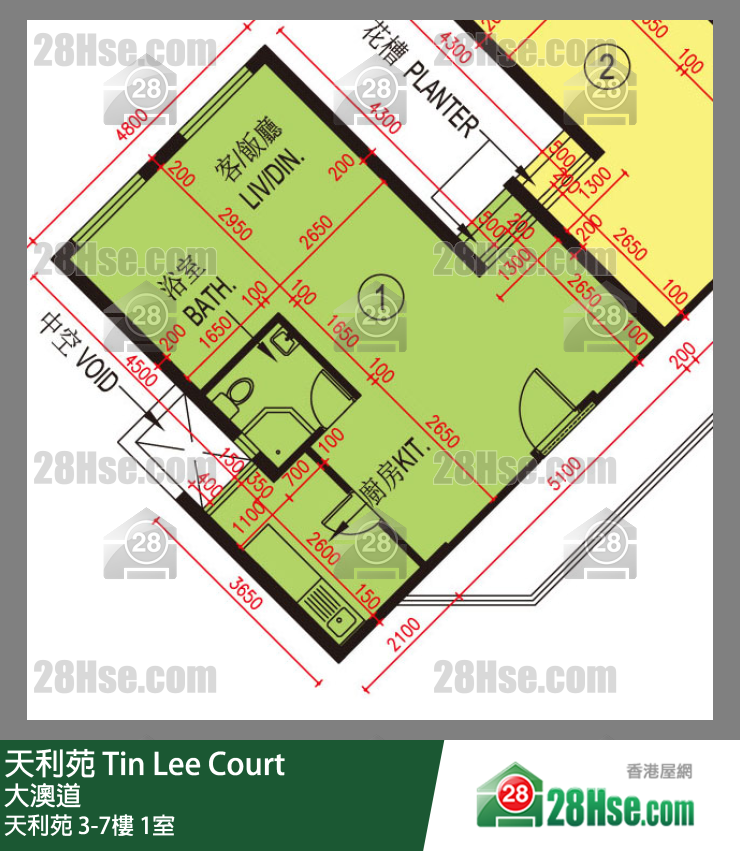 天利苑 天利苑5樓 1室 平面圖