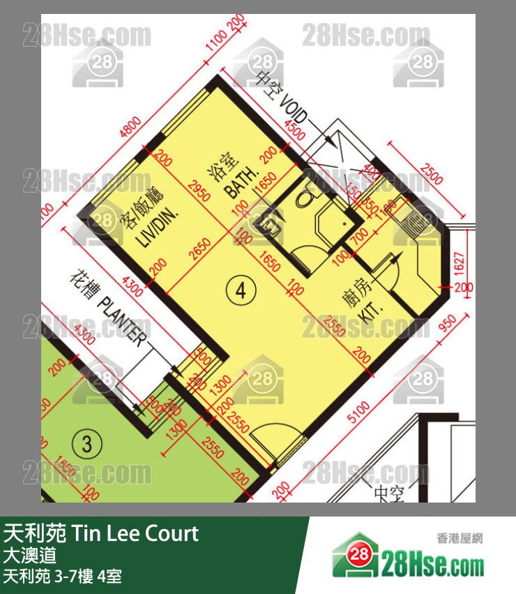 天利苑 天利苑7樓 4室 平面圖