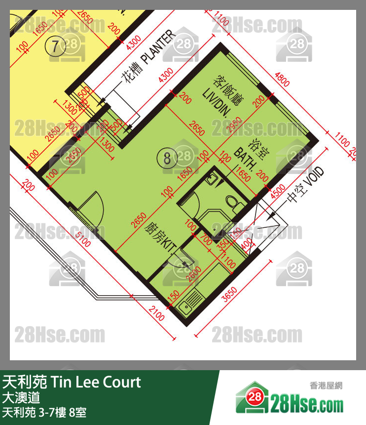 天利苑 天利苑3樓 8室 平面圖