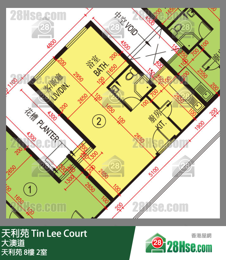 天利苑 天利苑8樓 2室 平面圖