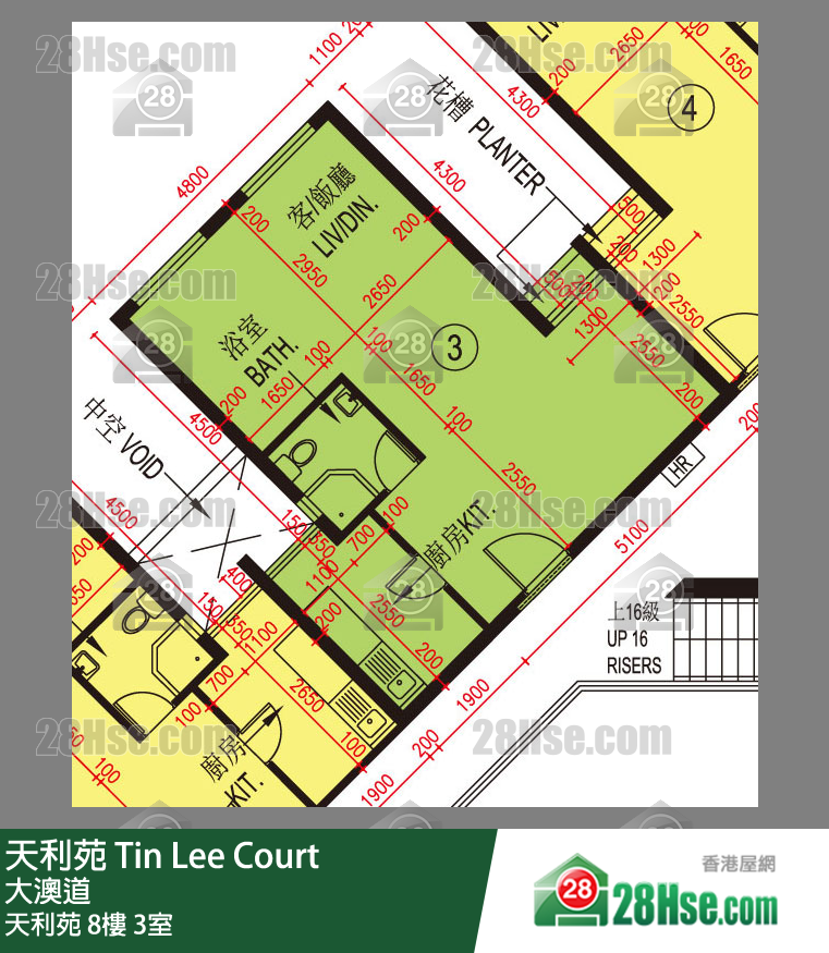 天利苑 天利苑8樓 3室 平面圖