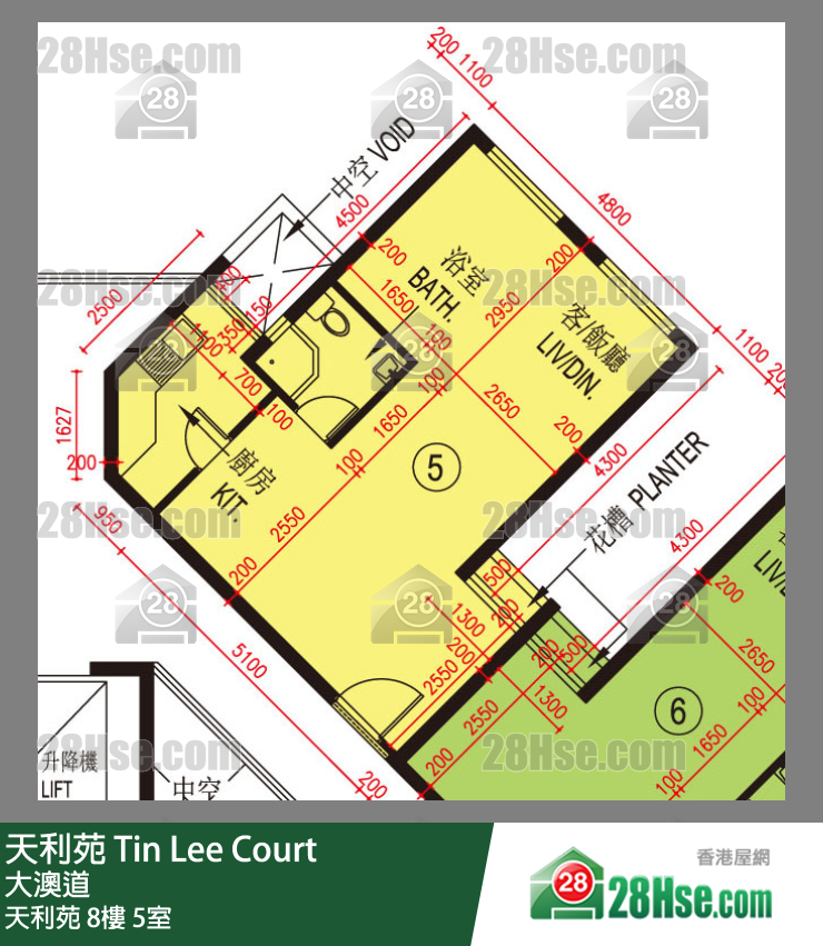 天利苑 天利苑8樓 5室 平面圖