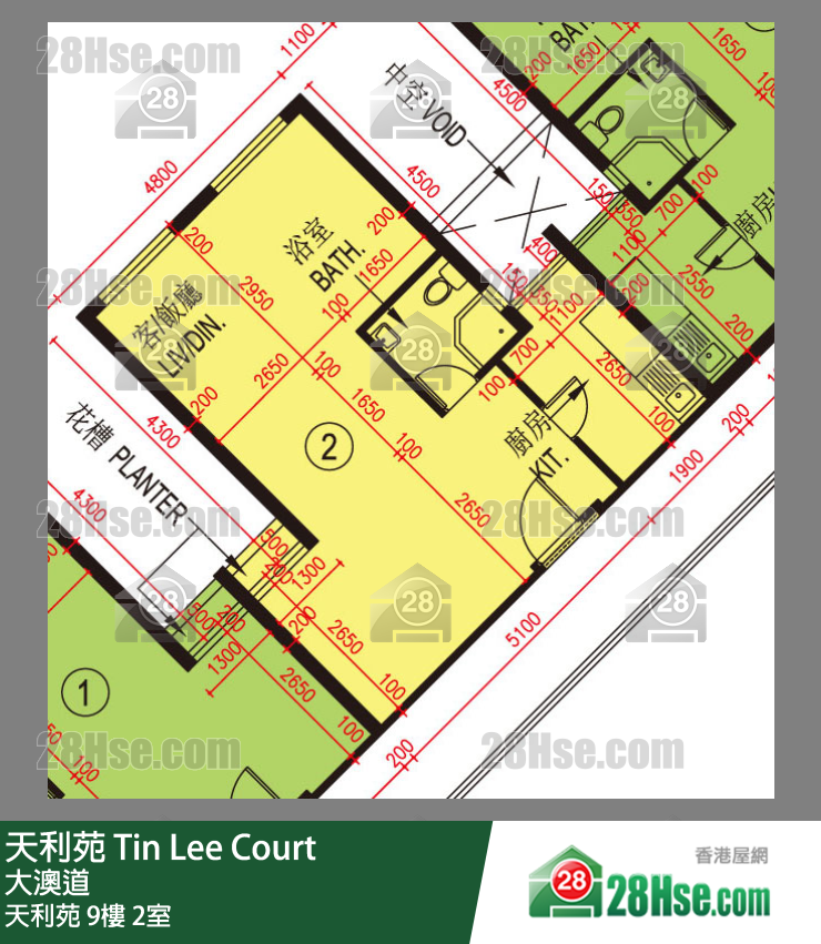 天利苑 天利苑9樓 2室 平面圖