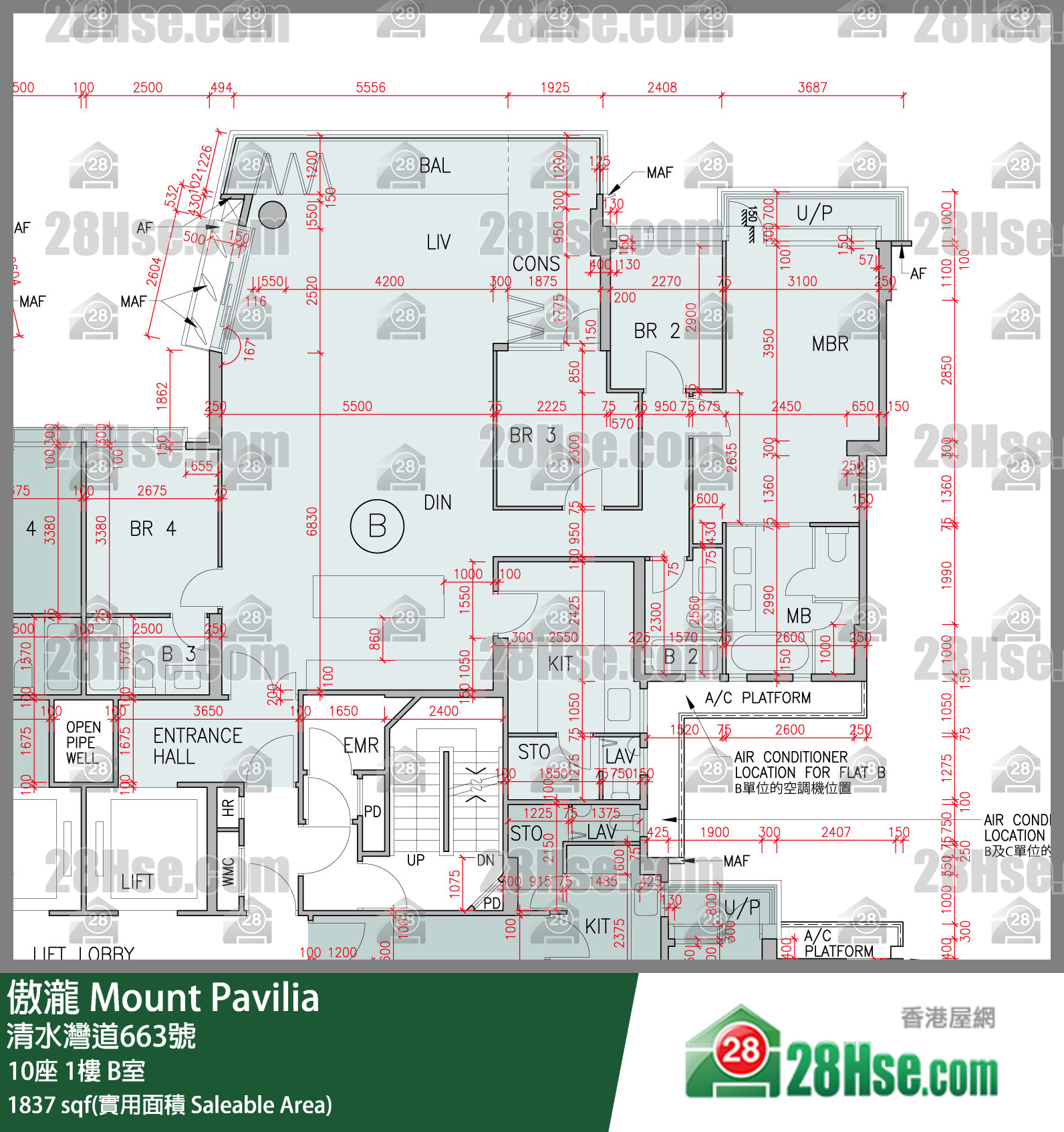 傲瀧 10座 1樓 B室 平面圖