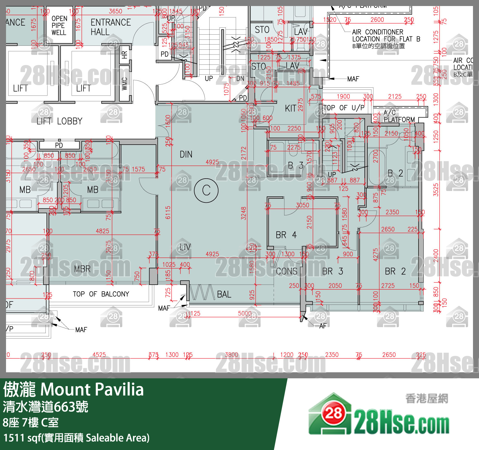 Mount Pavilia, Flat C, 7/F, Tower 8 FloorPlan