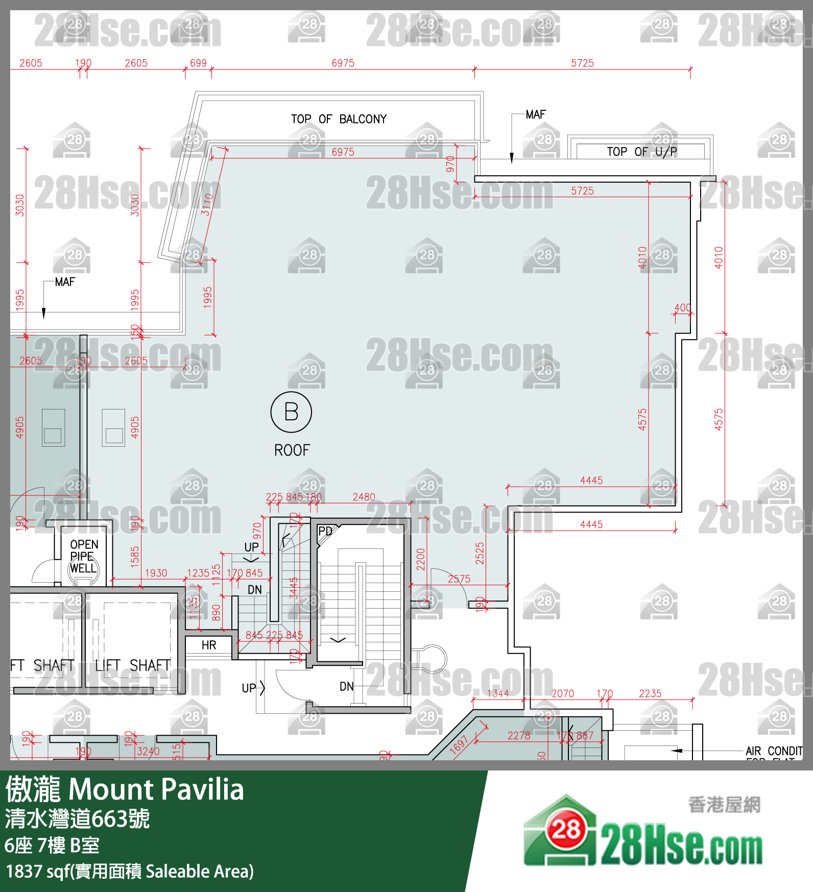 傲瀧 6座 7樓 B室 平面圖