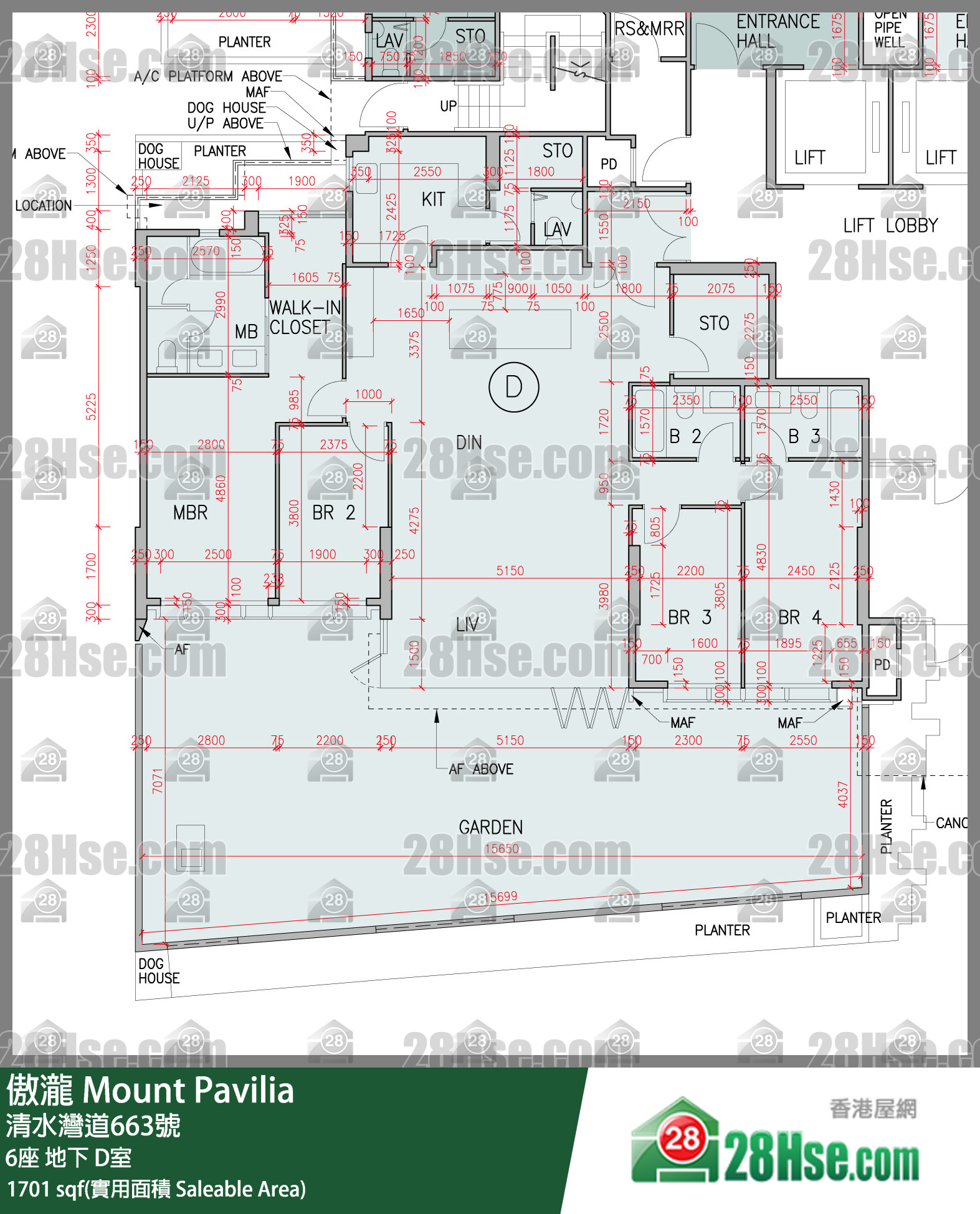傲瀧 6座 D室 平面圖