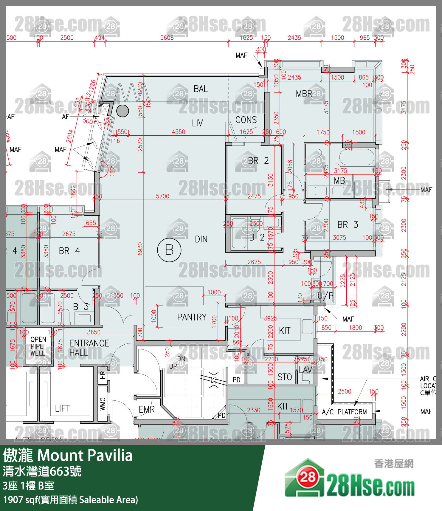 傲瀧 3座 1樓 B室 平面圖