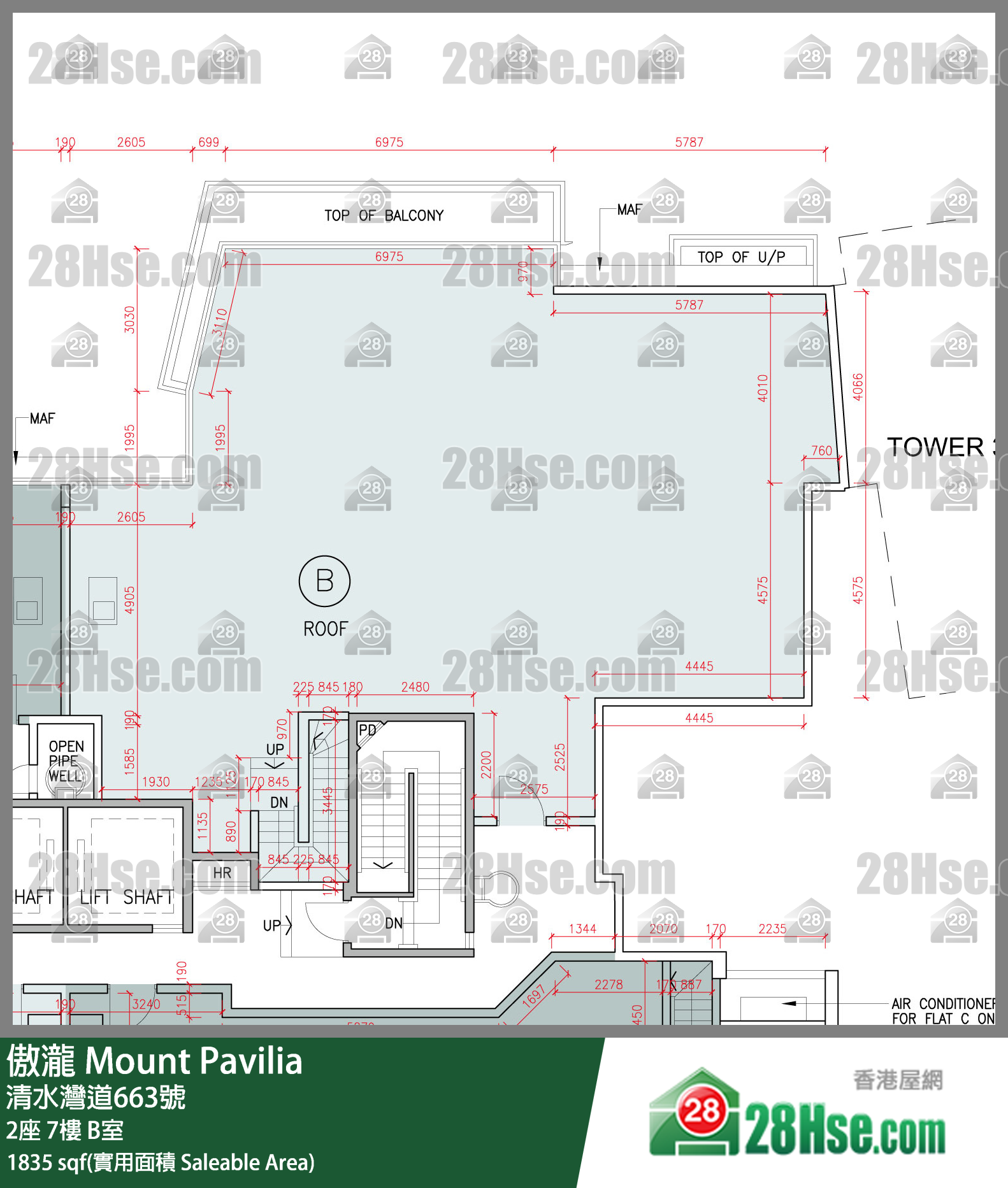 傲瀧 2座 7樓 B室 平面圖