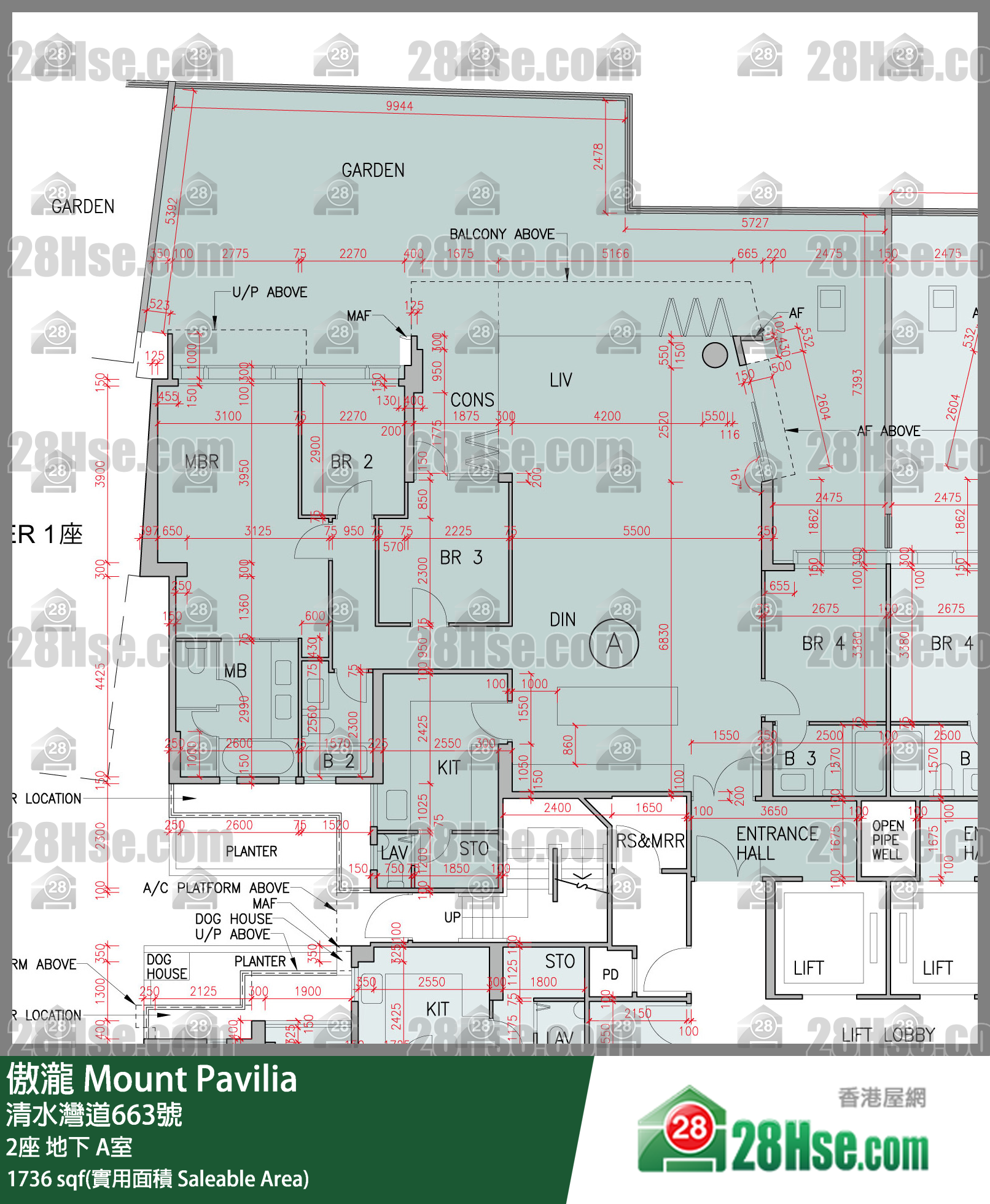 傲瀧 2座 A室 平面圖