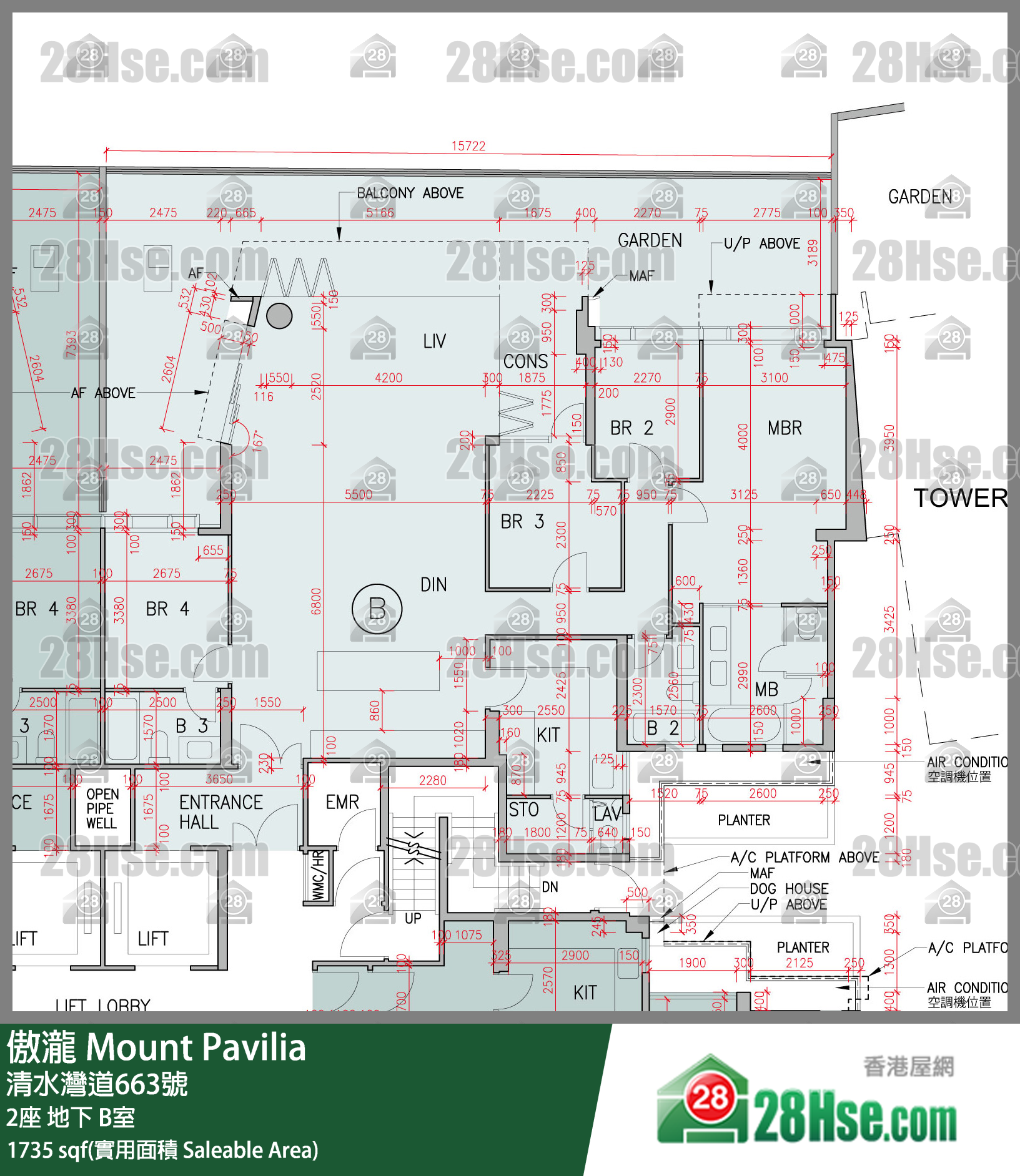 傲瀧 2座 B室 平面圖
