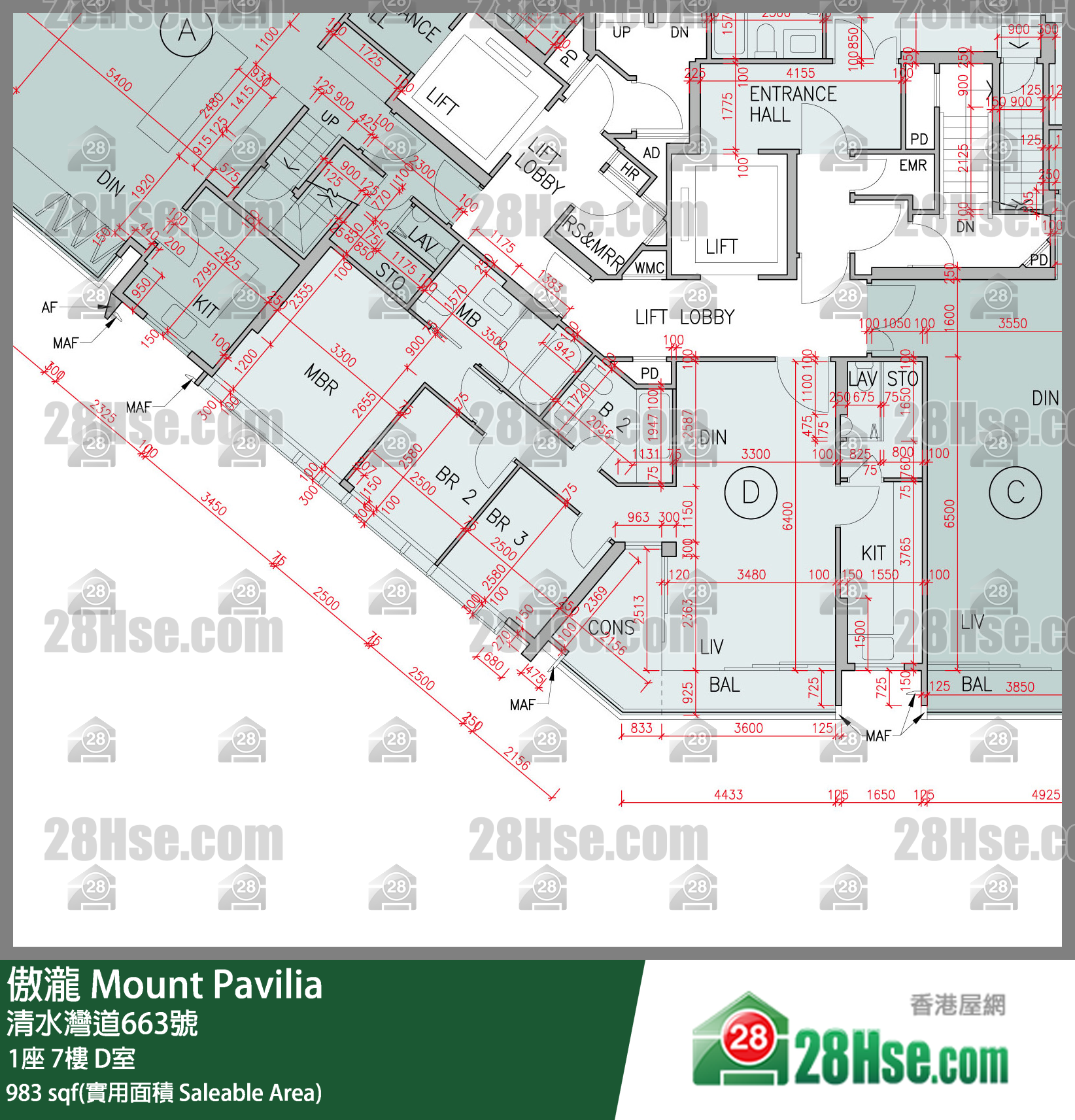 傲瀧 1座 7樓 D室 平面圖