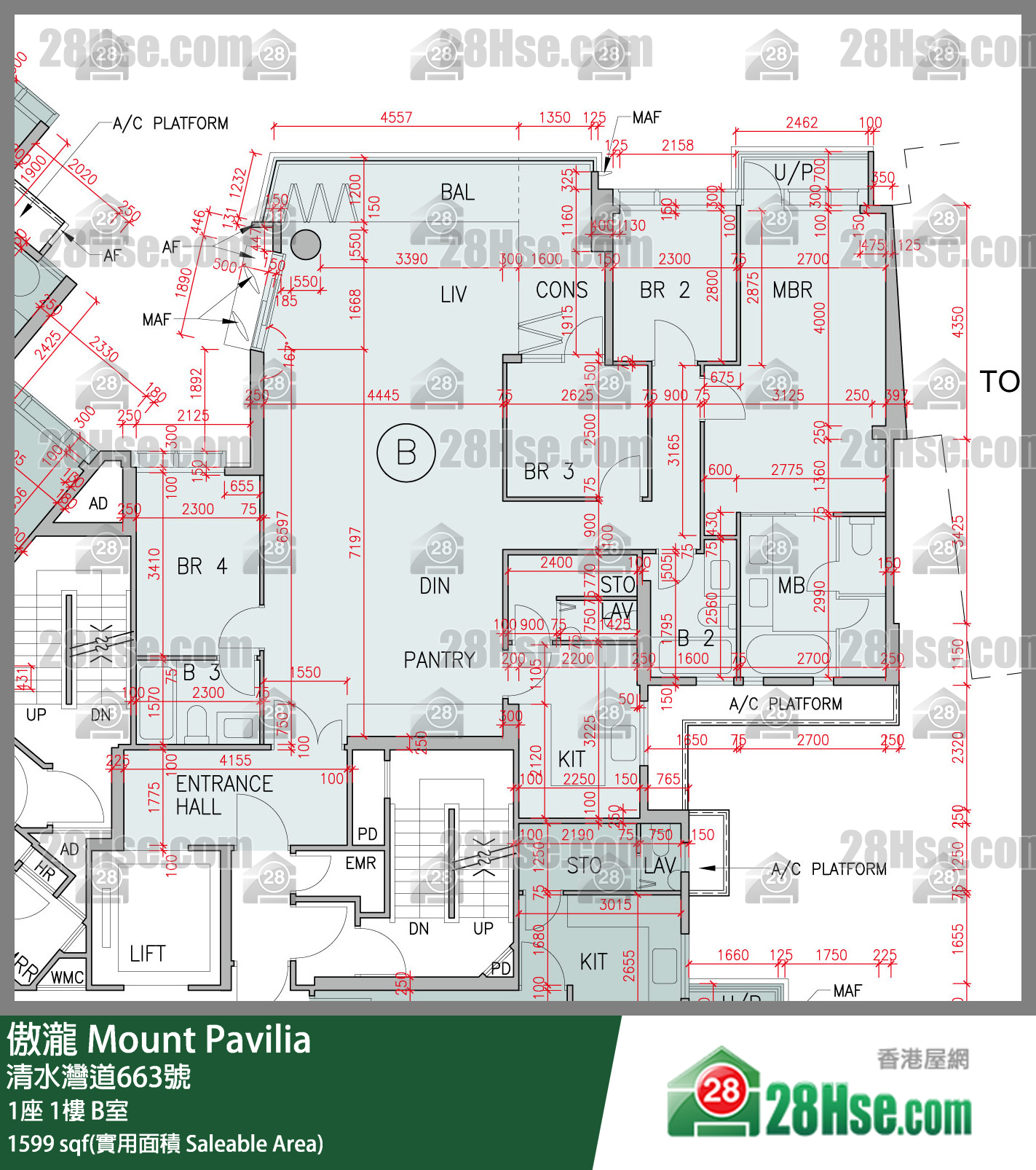 傲瀧 1座 1樓 B室 平面圖