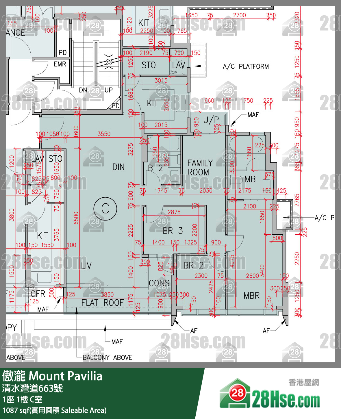傲泷 1座 1楼 C室 平面图