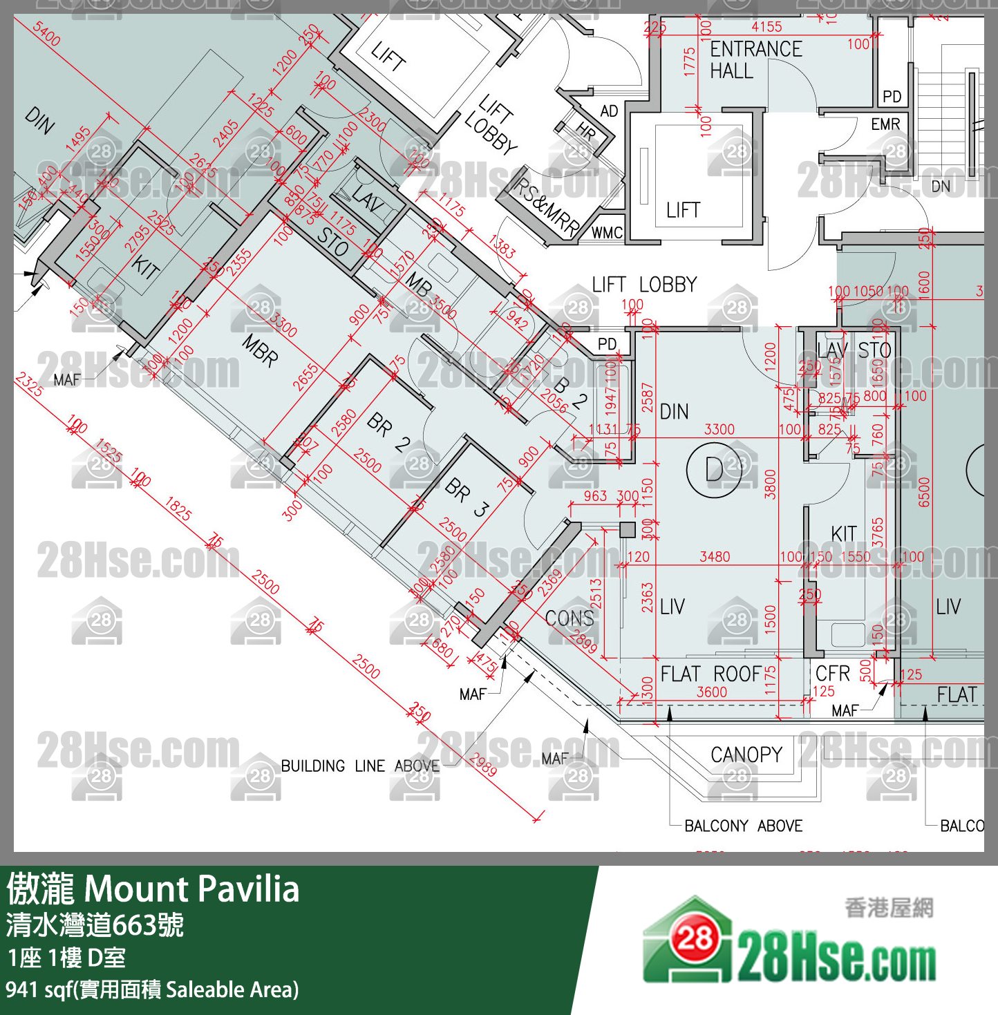 傲瀧 1座 1樓 D室 平面圖