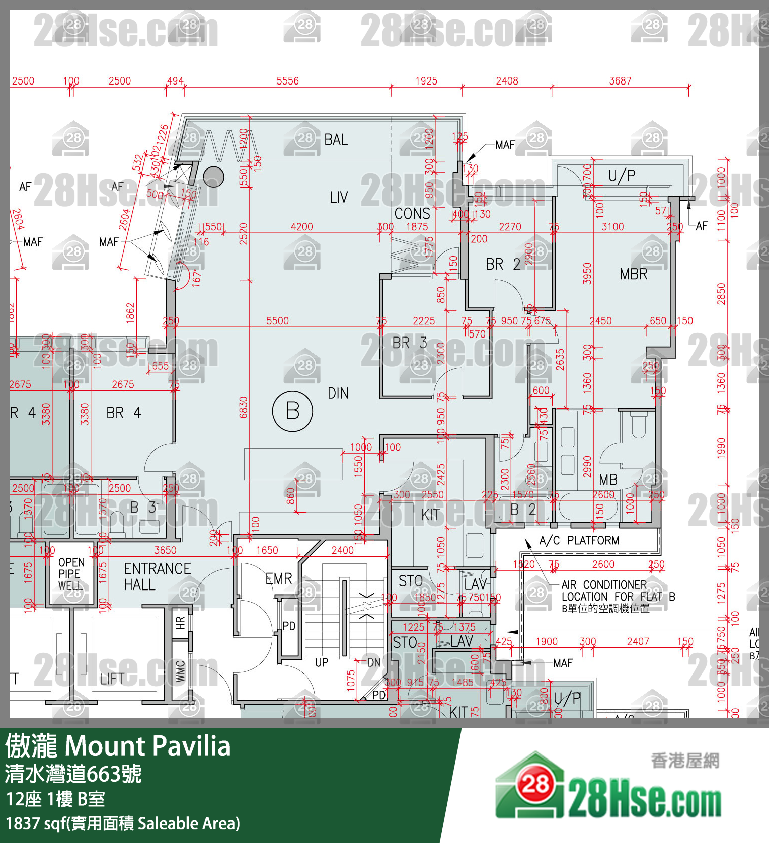 傲泷 12座 1楼 B室 平面图