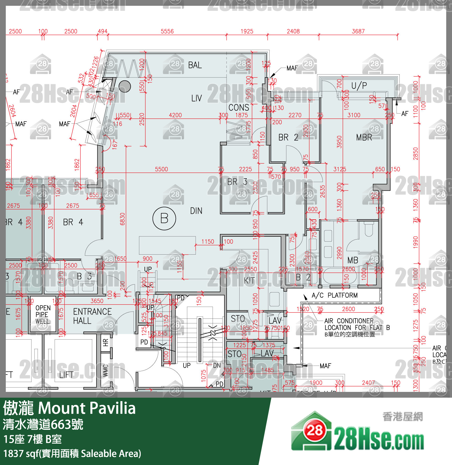 傲瀧 15座 7樓 B室 平面圖