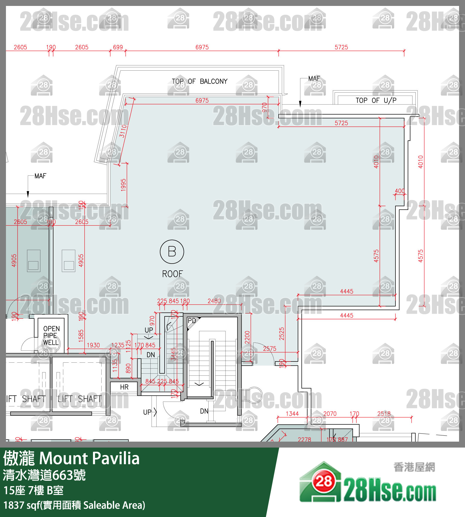 傲瀧 15座 7樓 B室 平面圖