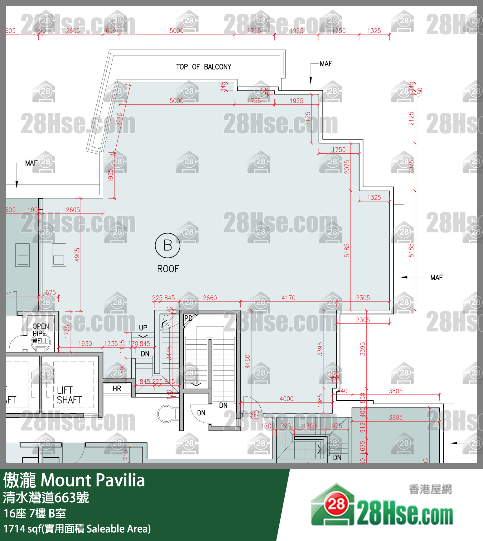 傲瀧 16座 7樓 B室 平面圖